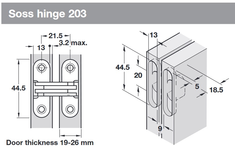 Soss hinge 101 for 1316 mm door thickness solmer.co.uk